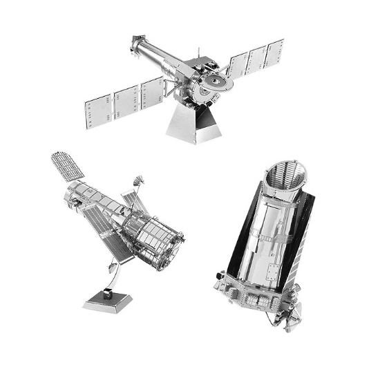 تصویر  کیت 3تایی فضاپیمای کپلر و تلسکوپ هابل و تلسکوپ  چاندرا   Fascinations Metal Earth 3D Metal Model Kits Space Set of 3 Hubble Telescope - Kepler Spacecraft - Chandra X-Ray Observatory