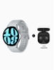 تصویر  ساعت هوشمند سامسونگ مدل گلکسی واچ 6 سایز 44 رنگ نقره ای  +  هدفون بی سیم سامسونگ Galaxy Watch 6 44 Mm GPS Smartwatch + Galaxy Buds 2 Silver