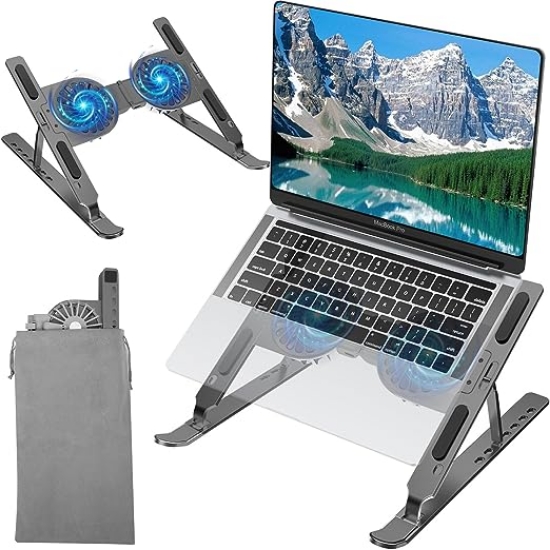 تصویر  پایه نگهدارنده لپ تاپ سایز 10 تا 17 اینچ همراه با فن AVAKOT Adjustable Laptop Stand with USB Cooling Fan
