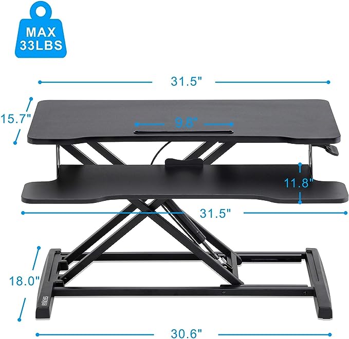 تصویر FITUEYES : میز لپتاپ قابل تنظیم مدل ZRW میز مبلی و روتختی و میز تحریر مناسب برای تبلت و مانیتور FITUEYES Height Adjustable Standing Desk 80 cm/32 inch Sit to Stand Up Desk Converter Tabletop Workstation fit Dual Monitors Riser Blac : تاریخ تحویل: 3 تا 5 هفته کاری (خرید از آمازون) میز لپتاپ قابل تنظیم مدل ZRW میز مبلی و روتختی و میز تحریر مناسب برای تبلت و مانیتور FITUEYES Height Adjustable Standing Desk 80 cm/32 inch Sit to Stand Up Desk Converter Tabletop Workstation fit Dual Monitors Riser Black SD308001WB