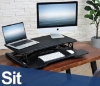 تصویر  میز لپتاپ قابل تنظیم مدل ZRW میز مبلی و روتختی و میز تحریر مناسب برای تبلت و مانیتور FITUEYES Height Adjustable Standing Desk 80 cm/32 inch Sit to Stand Up Desk Converter Tabletop Workstation fit Dual Monitors Riser Black SD308001WB