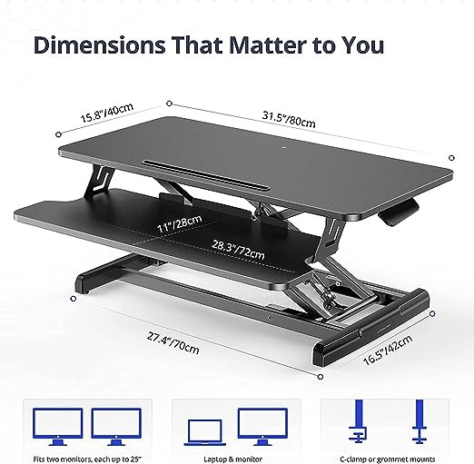 تصویر Generic : میز لپتاپ قابل تنظیم میز مبلی و روتختی و میز تحریر مناسب برای تبلت و مانیتورD&DStanding Desk Converter, Adjustable Sit to Stand Desk Riser, Home Office Dual Monitor and Laptop Tabletop Workstation with Wide Keyboard T : تاریخ تحویل: 3 تا 5 هفته کاری (خرید از آمازون) میز لپتاپ قابل تنظیم میز مبلی و روتختی و میز تحریر مناسب برای تبلت و مانیتورD&DStanding Desk Converter, Adjustable Sit to Stand Desk Riser, Home Office Dual Monitor and Laptop Tabletop Workstation with Wide Keyboard Tray, Black