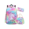 تصویر  کیف مدرسه یونیکورن دخترانه Unicorn Girls Backpacks به همراه جامدادی و کیف ظرف ناهار