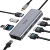 تصویر  تبدیل هاب Selore دارای 9 خروجی مدل USB C Docking Station Dual HDMI, 9 in 1 USB C Hub HDMI Adapter,Ethernet,2 USB 3.0,1 USB 2.0 and SD/TF Card