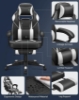 تصویر  صندلی گیمینگ  و اداری مدل OBG73BW  برند SONGMICS  رنگ سیاه و سفید یا سیاه خاکستری دارای زیرپایی تلسکوپی، ارگونومیک، مکانیزم شیب، پشتی سر، تکیه گاه کمر، تحمل بار 150 کیلوگرمی SONGMICS OBG73BW Gaming Chair, Adjustable Office Chair, with Telescopic Footrest, Ergonomic, Tilt Mechanism, Headrest, Lumbar Support, 150 kg Load, Black and White