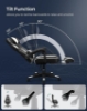 تصویر  صندلی گیمینگ  و اداری مدل OBG73BW  برند SONGMICS  رنگ سیاه و سفید یا سیاه خاکستری دارای زیرپایی تلسکوپی، ارگونومیک، مکانیزم شیب، پشتی سر، تکیه گاه کمر، تحمل بار 150 کیلوگرمی SONGMICS OBG73BW Gaming Chair, Adjustable Office Chair, with Telescopic Footrest, Ergonomic, Tilt Mechanism, Headrest, Lumbar Support, 150 kg Load, Black and White
