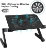 تصویر  میز لپتاپ حرفه ای  قابل تنظیم  به همراه فن  مدل db-desk-1 برند  U HOOME رنگ مشکی Adjustable Laptop Stand with USB Large Cooling Fan, U HOOME Ergonomic Cozy Desk Foldable with Mouse Platform, Aluminum Laptop Table Stand Adjustable Riser for Bed & Sofa