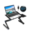 تصویر  میز لپتاپ حرفه ای  قابل تنظیم  به همراه فن  مدل db-desk-1 برند  U HOOME رنگ مشکی Adjustable Laptop Stand with USB Large Cooling Fan, U HOOME Ergonomic Cozy Desk Foldable with Mouse Platform, Aluminum Laptop Table Stand Adjustable Riser for Bed & Sofa