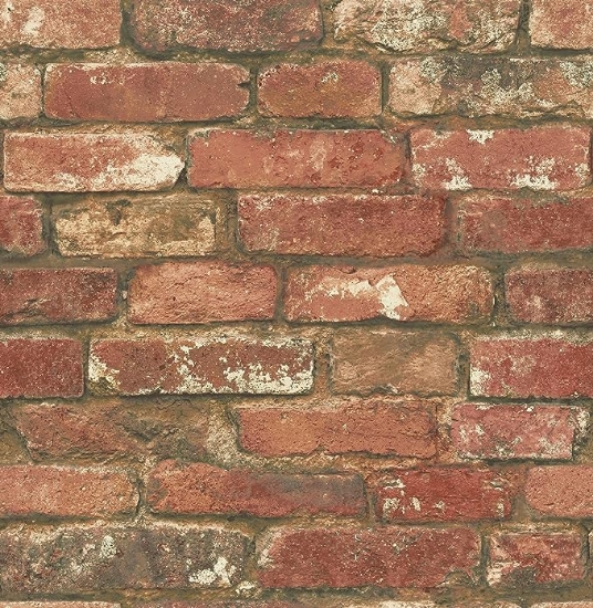 تصویر  NuWallpaper NU2214 West End Brick Peel & Stick Wallpaper, Red  