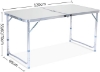 ADJUSTABLE HEIGHTS: This 4 foot folding table open size is 120 x 60cm, available 3 heights can be adjusted from 55cm to 70cm with the adjustable legs. Pack size is 60 x 60 x 8cm when folded in half.