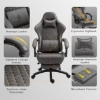 تصویر  صندلی گیمینگ و اداری دارای زیر پایی برند Dowinx  با پشتی بلند دارای ماساژر  Dowinx Gaming Chair for Office, PC with Massage Lumbar Support, Vintage Style PU Leather High Back Adjustable Swivel Task Chair with Footrest (Light Grey)