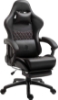 تصویر  صندلی گیمینگ و اداری دارای زیر پایی برند Dowinx  با پشتی بلند دارای ماساژر  Dowinx Gaming Chair for Office, PC with Massage Lumbar Support, Vintage Style PU Leather High Back Adjustable Swivel Task Chair with Footrest (Light Grey)