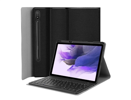 تصویر  بک کاور سامسونگ galaxy tab s7 fe به همراه کیبورد مدل | Keyboard Case for Samsung-Galaxy-Tab S8+ S7 FE S7+ 12.4" - JUQITECH Case with Wireless Detachable Keyboard