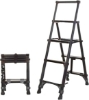 تصویر  نردبان قابل تنظیم و قابل حمل سبک ظرفیت 150 کیلو گرم  E Telescoping Ladder, A-Frame Aluminum Telescopic Ladder with 1-Button Retraction, Portable Extension Ladder Adjustable Lightweight Folding Ladder for Home, 150kgs Capac