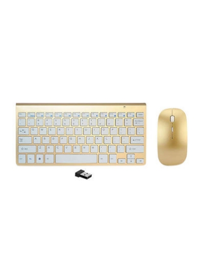 صفحه کلید بی سیم قابل حمل با ماوس طلایی