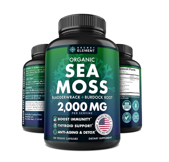 کپسول های خزه دریایی ارگانیک - ریشه بادرنجبویه، خزه ایرلندی | Organic Sea Moss Capsules	