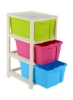 کابینت چند منظوره 3 طبقه با چرخ سبز/صورتی/آبی 52x42x70cm