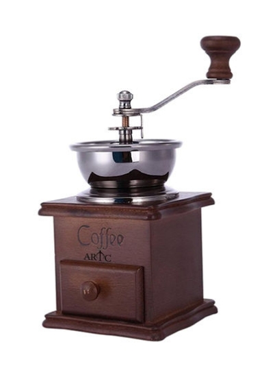 آسیاب قهوه دستی چوبی قهوه ای/نقره ای 9x9.8 سانتی متر