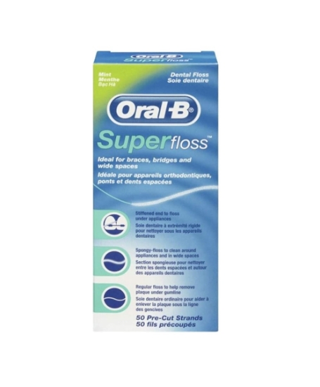 نخ دندان Super Floss نعنایی Oral-B مخصوص بریس و بریج - 50 رشته (بسته 6 عددی)