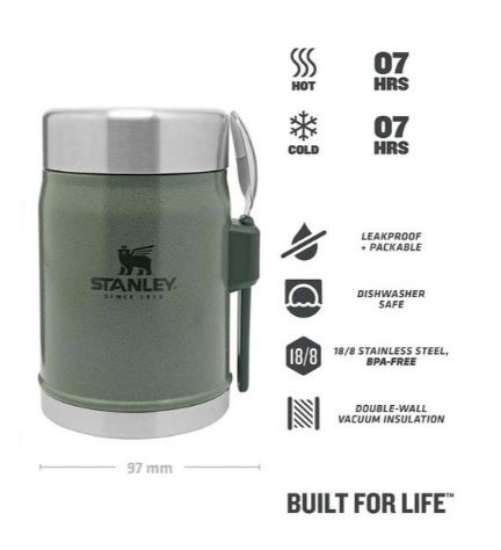 یک ظرف غذای عایق‌ Stanley Classic Food Jar + Spork 0.4