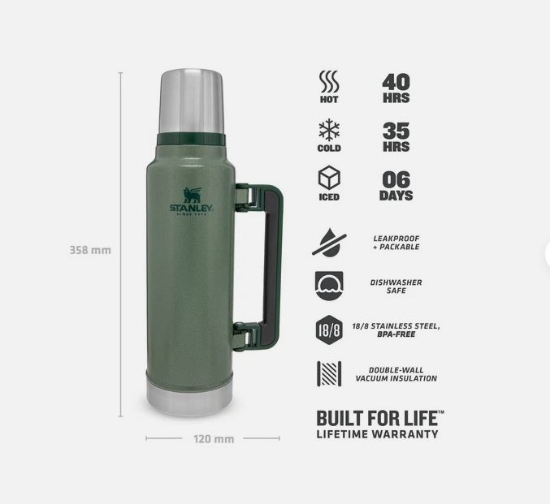فلاسک استنلی کلاسیک ۱.۴ لیتری Stanley 1.4L Thermos Green