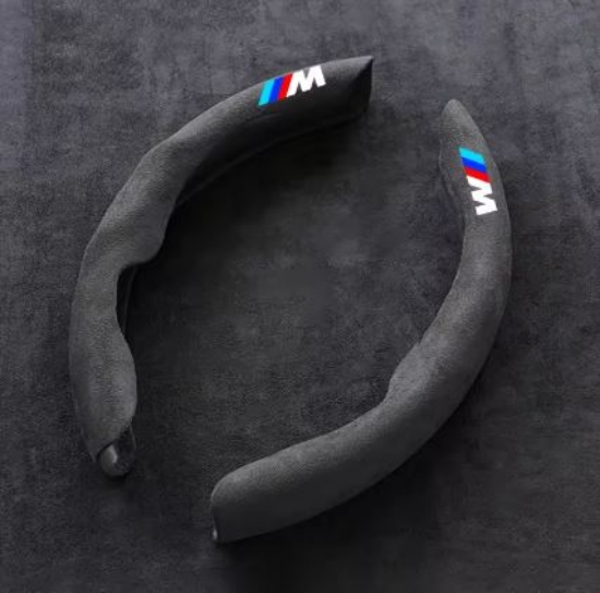 تصویر  روکش فرمان خودرو BMW M Emblem رنگ gray پک 2 عددی